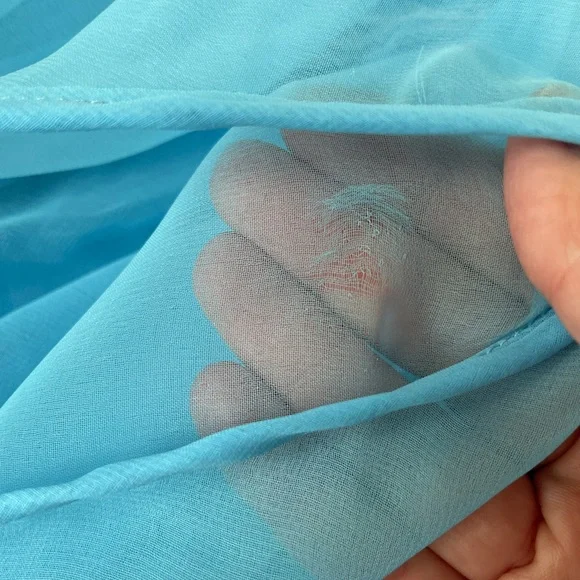 Vintage 70s Formal Gown Bridesmaid Prom Dress Turquoise Capulet Pleats Drama 14 - Picture 8 of 9